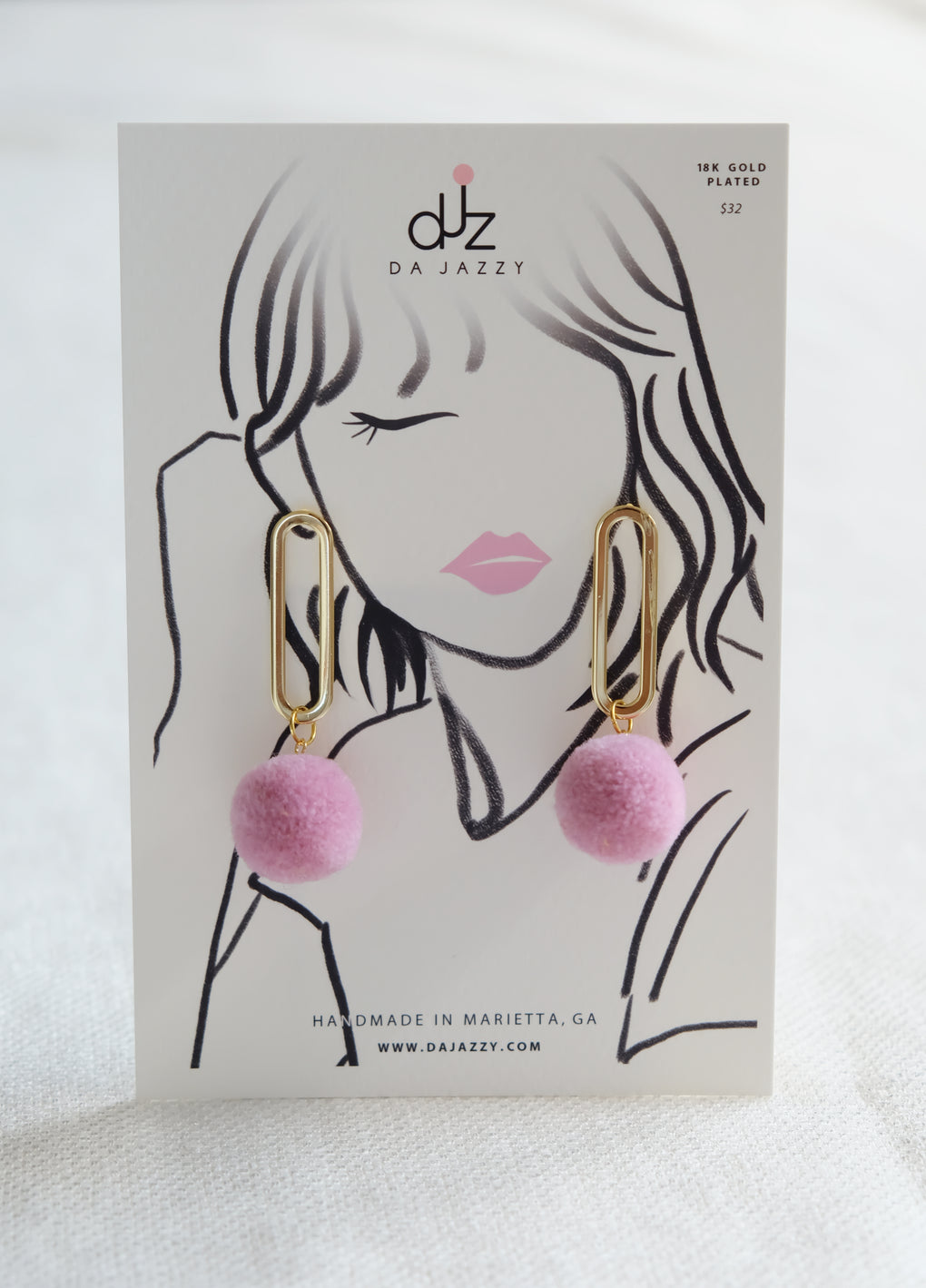 FLOWER BUDS LAVENDER POMPOM 18K GOLD-PLATED DROP EARRINGS