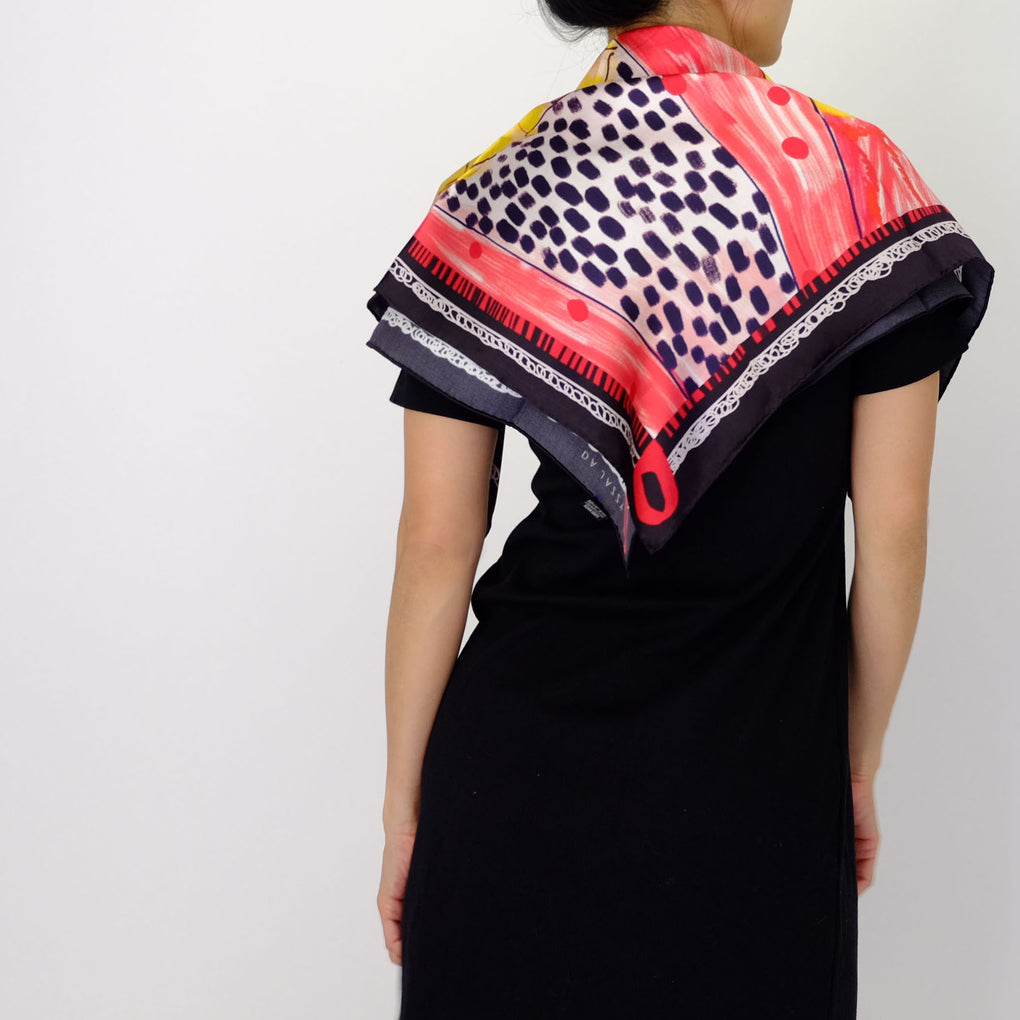 DREAM BIG RED BLACK SILK SCARF