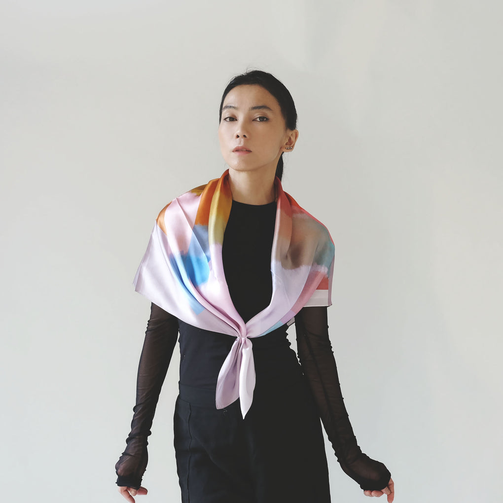 THE MIRRORS PASTEL SILK SCARF
