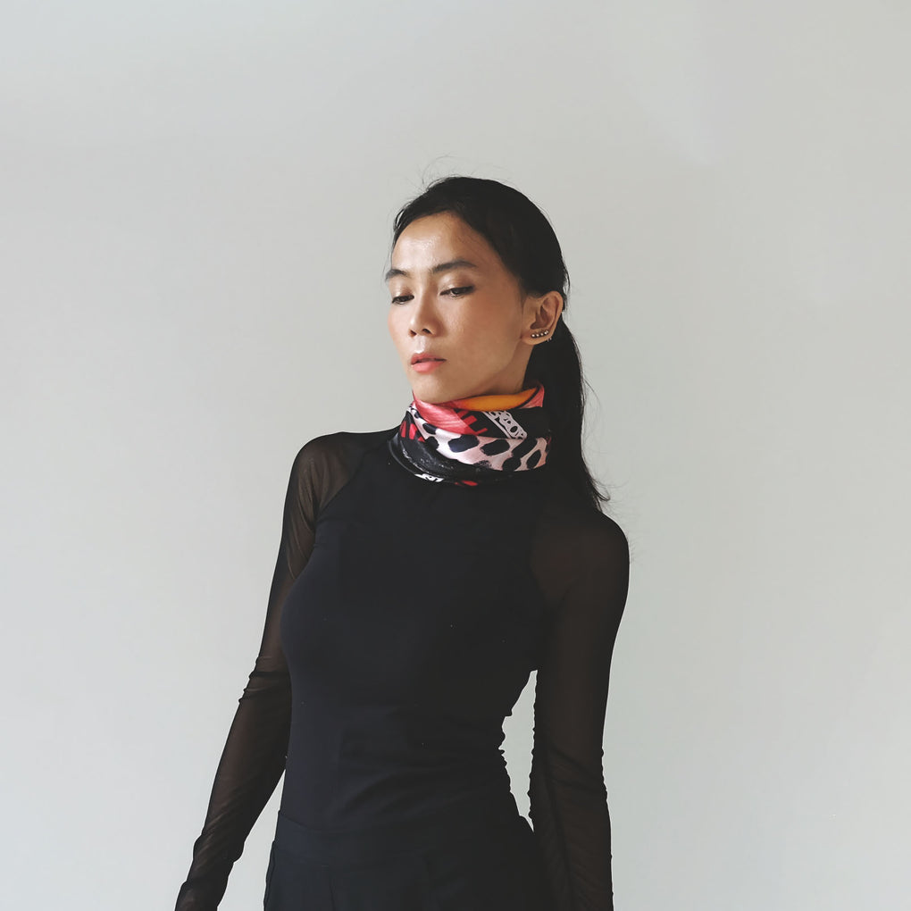 DREAM BIG RED BLACK LARGE SILK SCARF