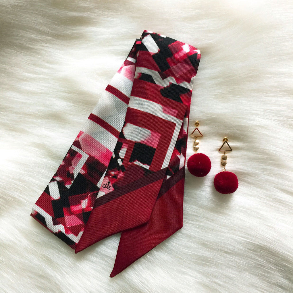 THE MIRRORS DEEP RED POMPOM 18K GOLD-PLATED DROP EARRINGS