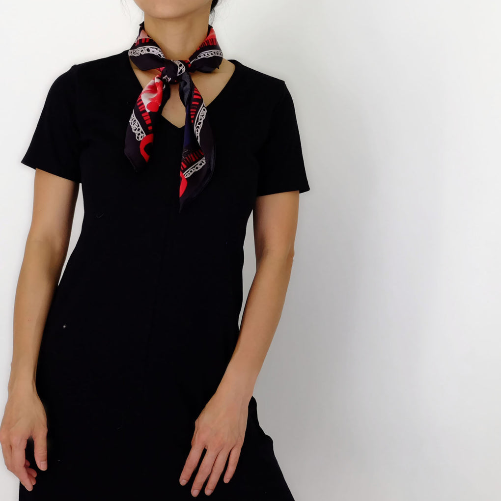 DREAM BIG RED BLACK SILK SCARF