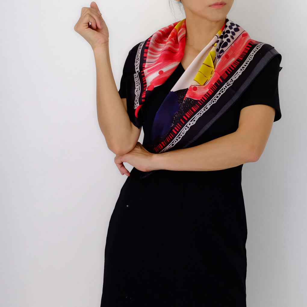 DREAM BIG RED BLACK SILK SCARF