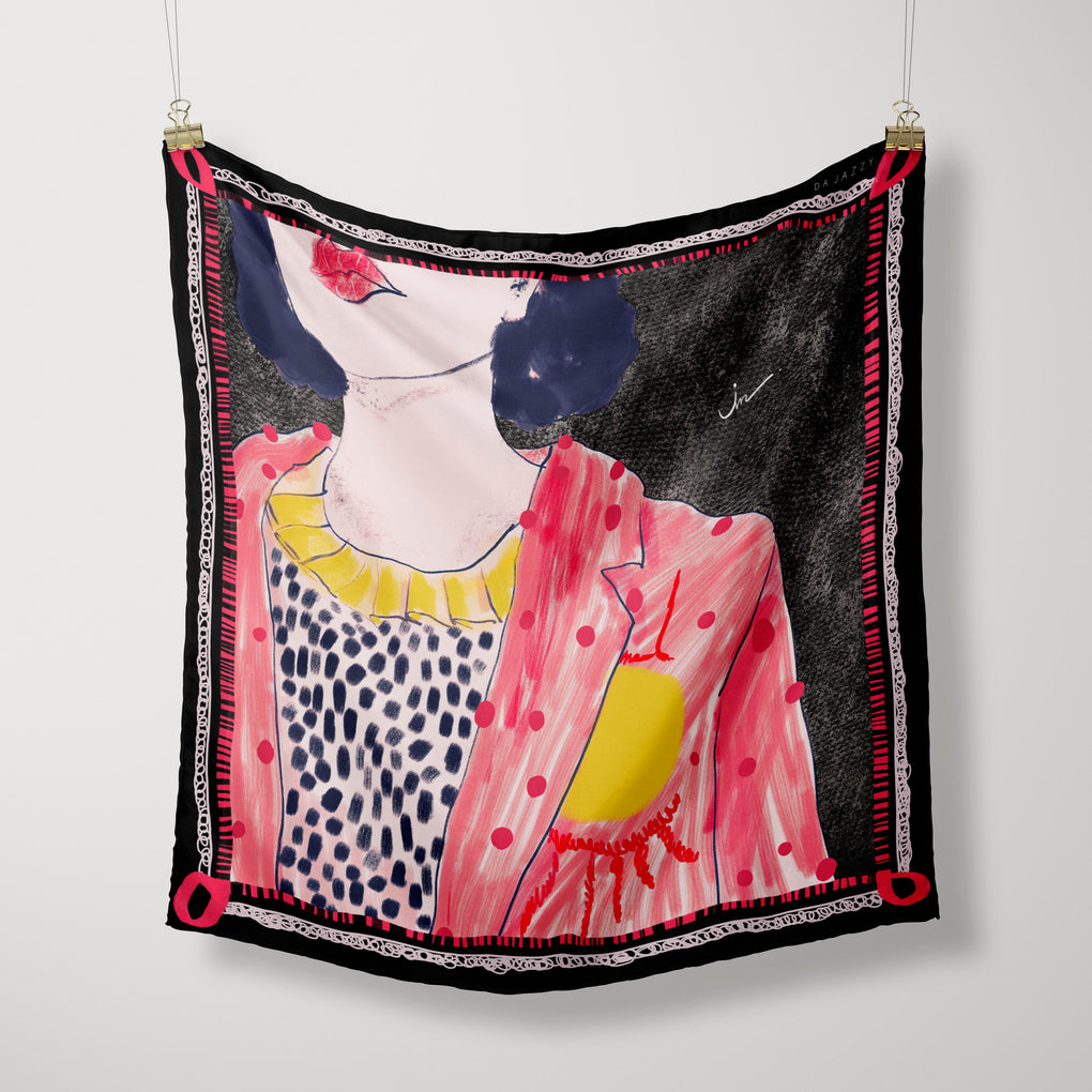 DREAM BIG RED BLACK LARGE SILK SCARF
