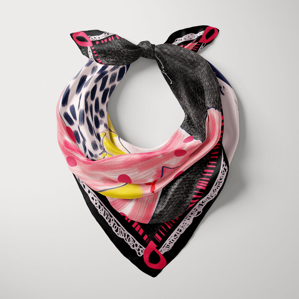DREAM BIG RED BLACK LARGE SILK SCARF