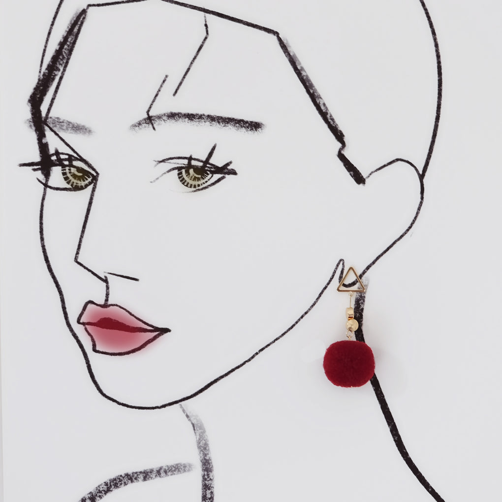 THE MIRRORS DEEP RED POMPOM 18K GOLD-PLATED DROP EARRINGS